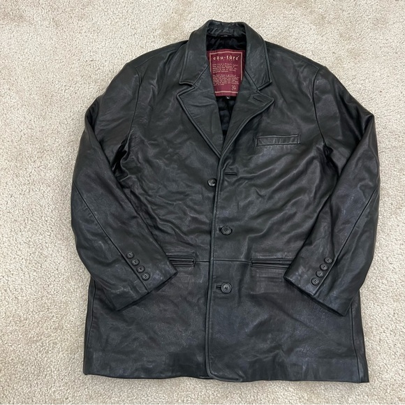 Couture by J. Park Lamb Leather Jacket Black Men's Size Large Button Down, - Picture 16 of 16